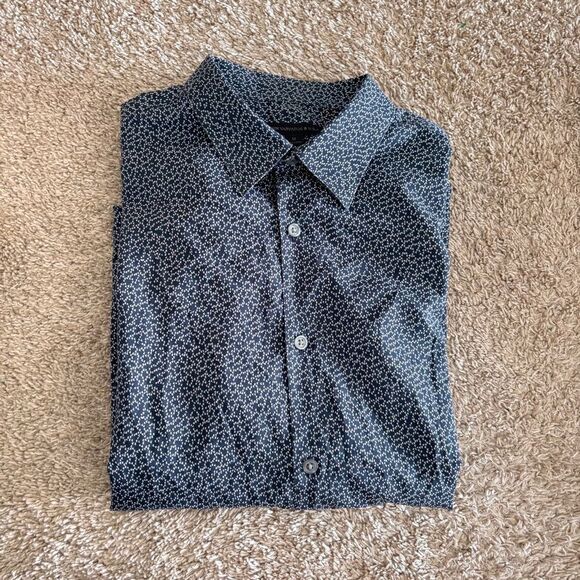 John Varvatos Mens Navy and White Button down Medium - Picture 1 of 5